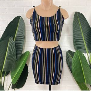 Peachy Girl striped two piece skirt set